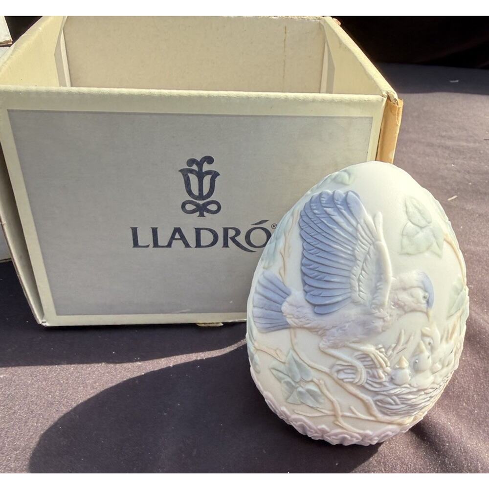Lladró #16083 Limited Edition 1993 Easter Egg Mother Bird & Babies In Nest MIB 2